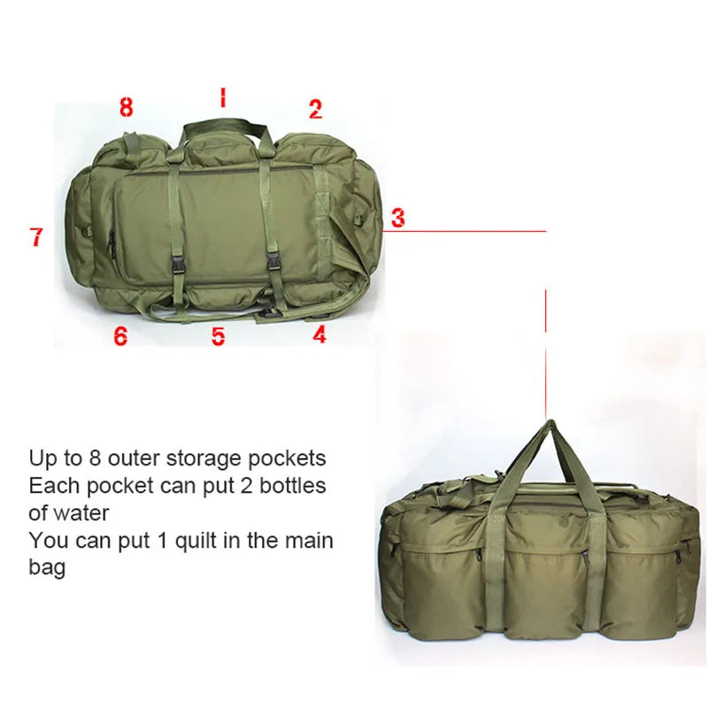 Super Capacity 100L Tactical Luggage Bag Waterproof Large Shoulder Travel Bags Backpack Outdoor Camping Tent Bag