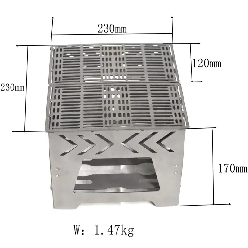 Geeber 1.47kg Portable Titanium BBQ Folding Wood Stove For Camping Picnic