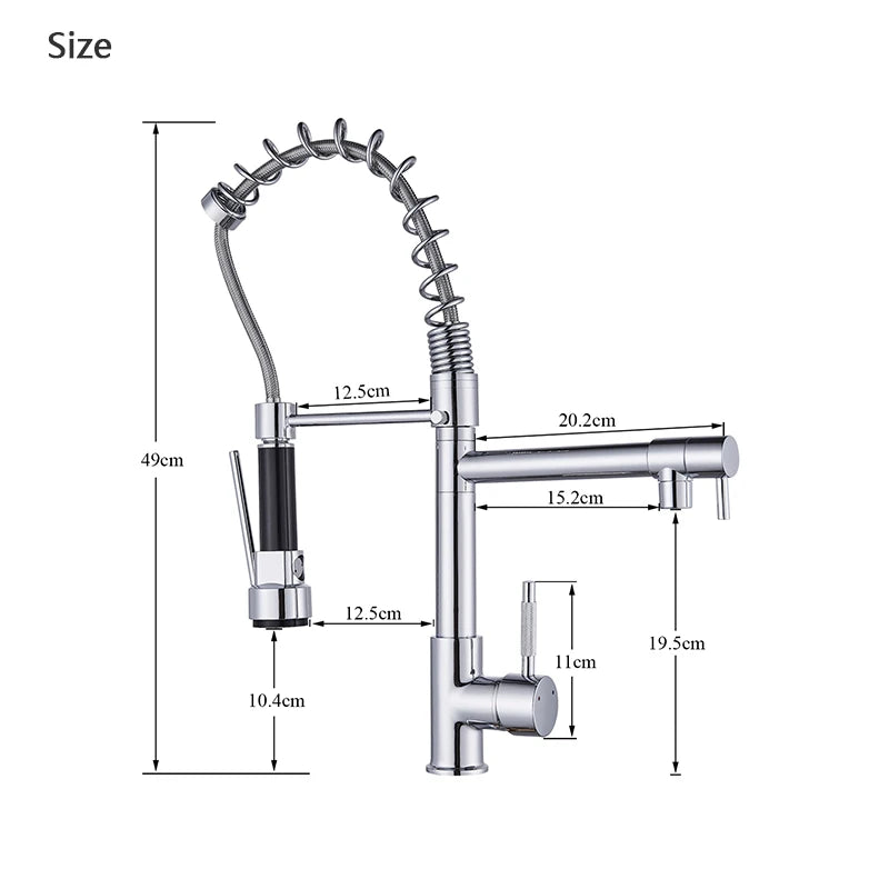 Rozin Black and Rose Golden Spring Pull Down Kitchen Sink Faucet  Hot & Cold Water Mixer Crane Tap with Dual Spout Deck Mounted