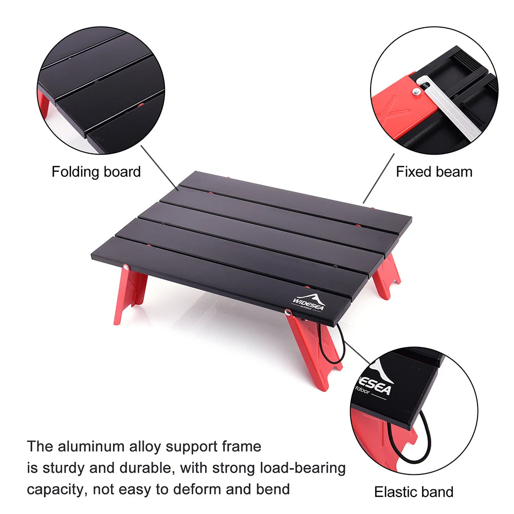 Widesea Camping Mini Portable Foldable Table for Outdoor Picnic Barbecue Tours Tableware Ultra Light Folding Computer Bed Desk