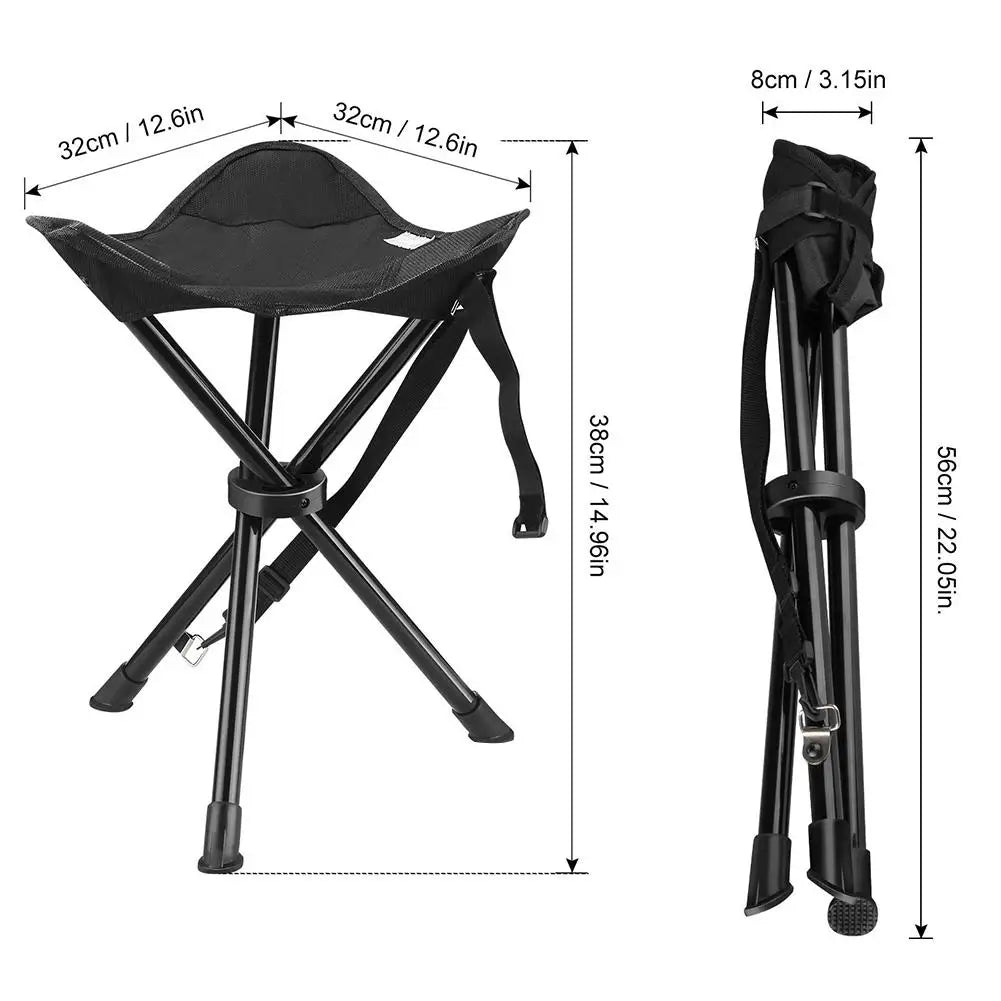 Portable Tripod Stool Folding Chair With Carrying Case for Outdoor Camping Walking Hunting Hiking Fishing Travel 28x28x36cm