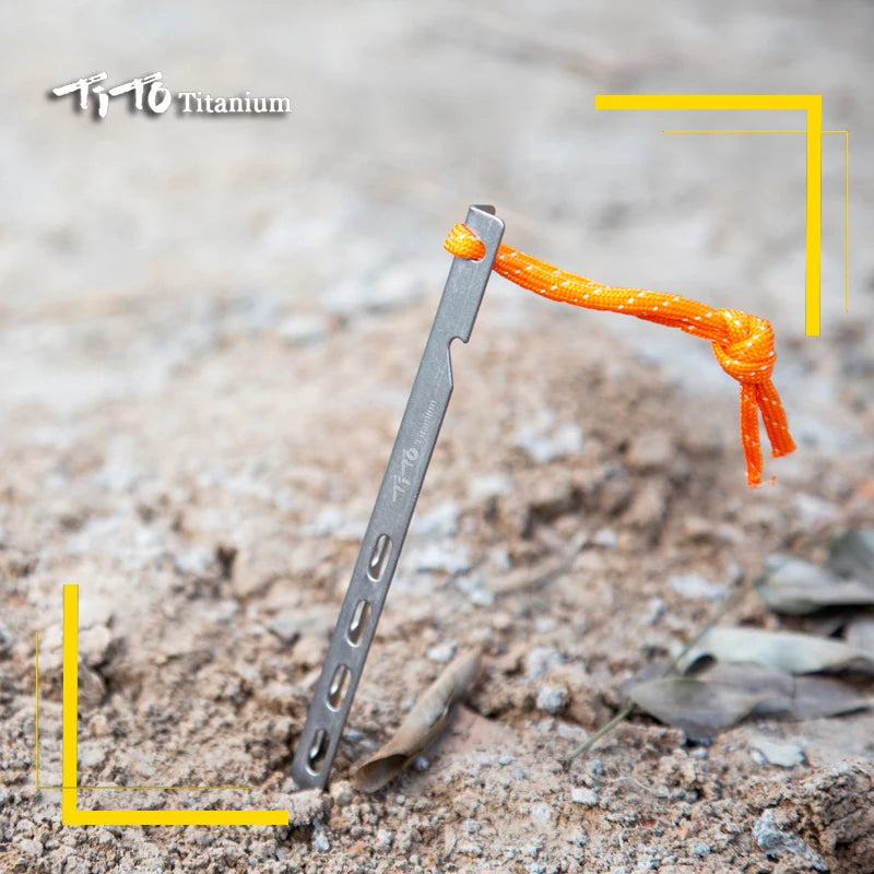 TiTo Titanium tent nails V shaped design Outdoor camping Windproof  equipment Tent tool for Soft ground 6/8/10/12pc