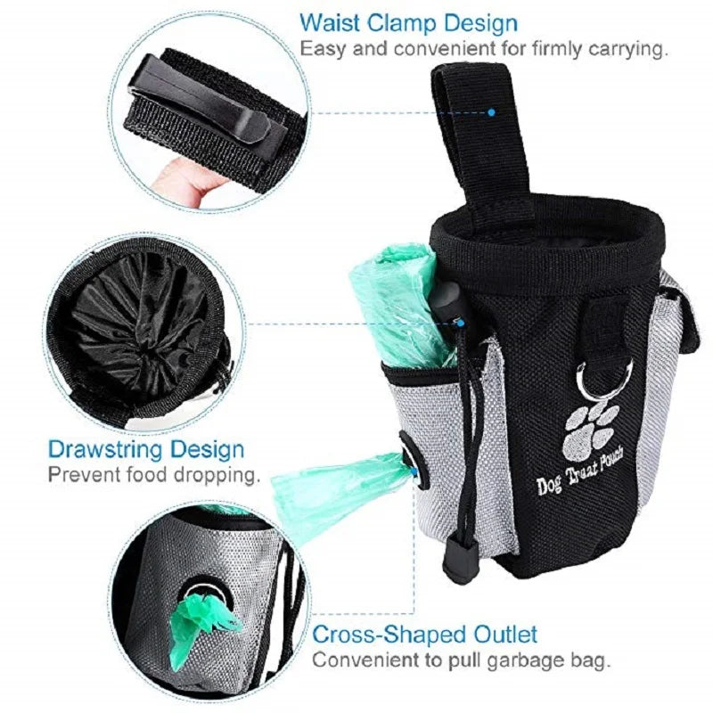 Portable Dog Treat Bag Outdoor Dog Treat Pouch for Training Feeding Bag Large Capacity Pet Trainer Waist Bag for Dog Snacks