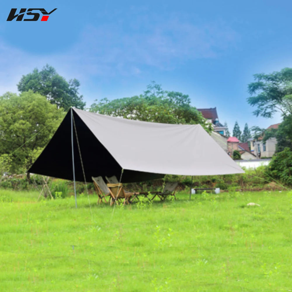 Without poles! 3x3M 4.4X4.4M UPF50+ Waterproof 5000MM With Black Coated Outdoor Tarp Camping Survival Sun Khaki Rain Awning Cano