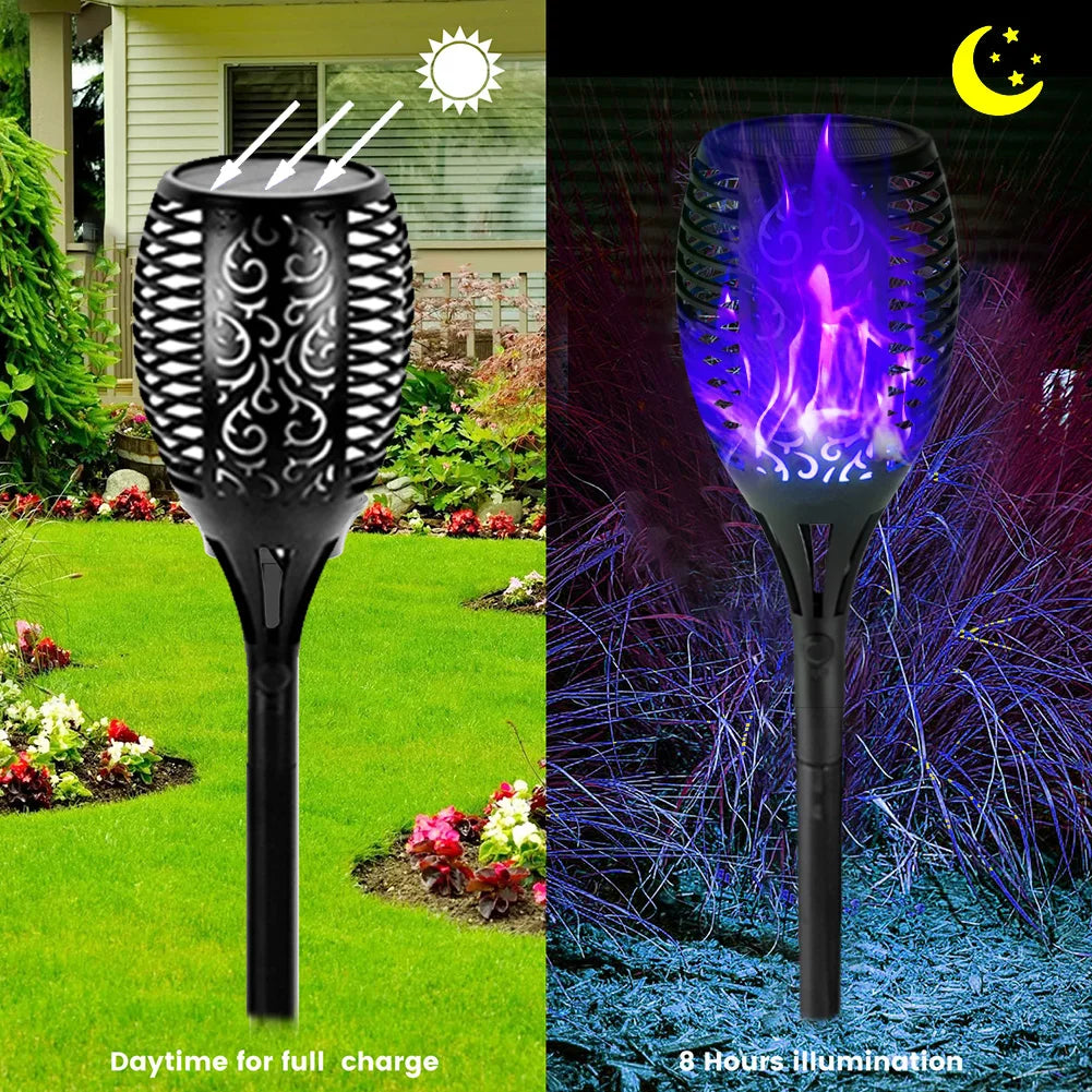 1-8Pcs 12LED Solar Flame Torch Lights Flickering Light Waterproof Outdoor Garden Decoration Landscape Path Yard Patio Lawn Lamps
