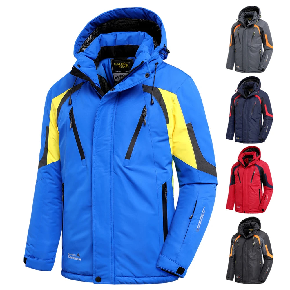 Men 2023 Winter New Outdoor Jet Ski Snow Warm Parkas Jacket Coat Men Outwear Brand Casual Hat Waterproof Thick Fleece Parka Men