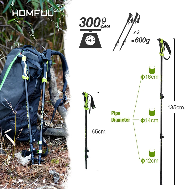 Homful/Hitorhike for Nordic walking sticks camping hiking Ultralight Adjustable Telescopic Alpenstock Trekking Poles climbing