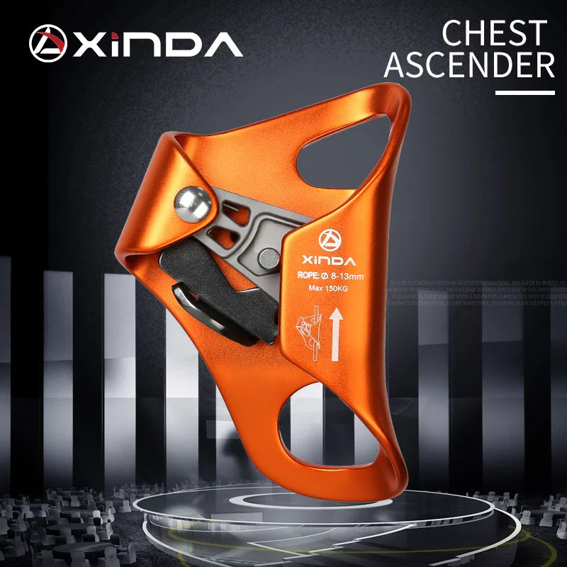 XINDA Outdoor Camping Rock Climbing Chest Ascender Safety Rope Ascending Anti Fall Off Survival Vertical Rope Climbing Equipment