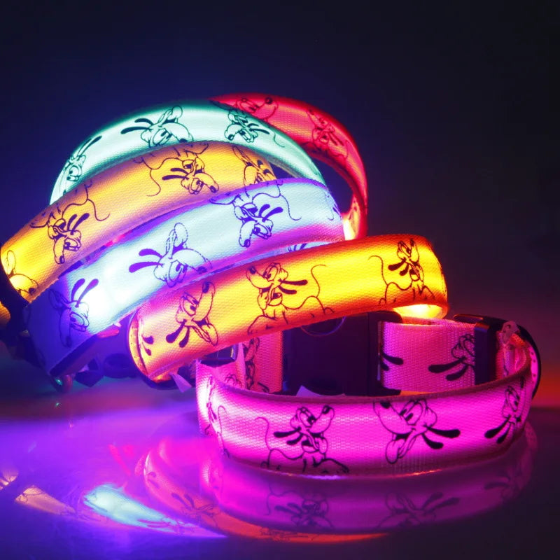 Nylon LED Dog Light Collar Cat Night Safety Flashing Glow Dark Electric Pets Head Chain for Small Middle Chihuahua Pug