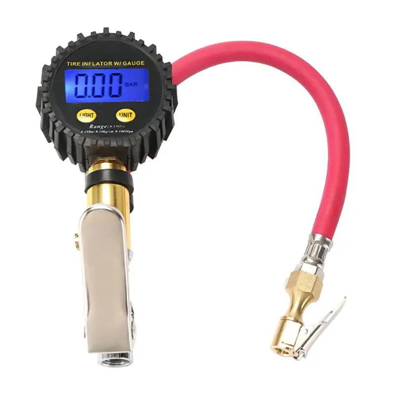 Digital Tire Inflator Pressure Gauge 200PSI LCD Display Air Compressor Pump Quick Connect For Car Motorcycle