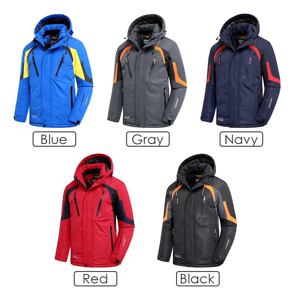 Men 2023 Winter New Outdoor Jet Ski Snow Warm Parkas Jacket Coat Men Outwear Brand Casual Hat Waterproof Thick Fleece Parka Men