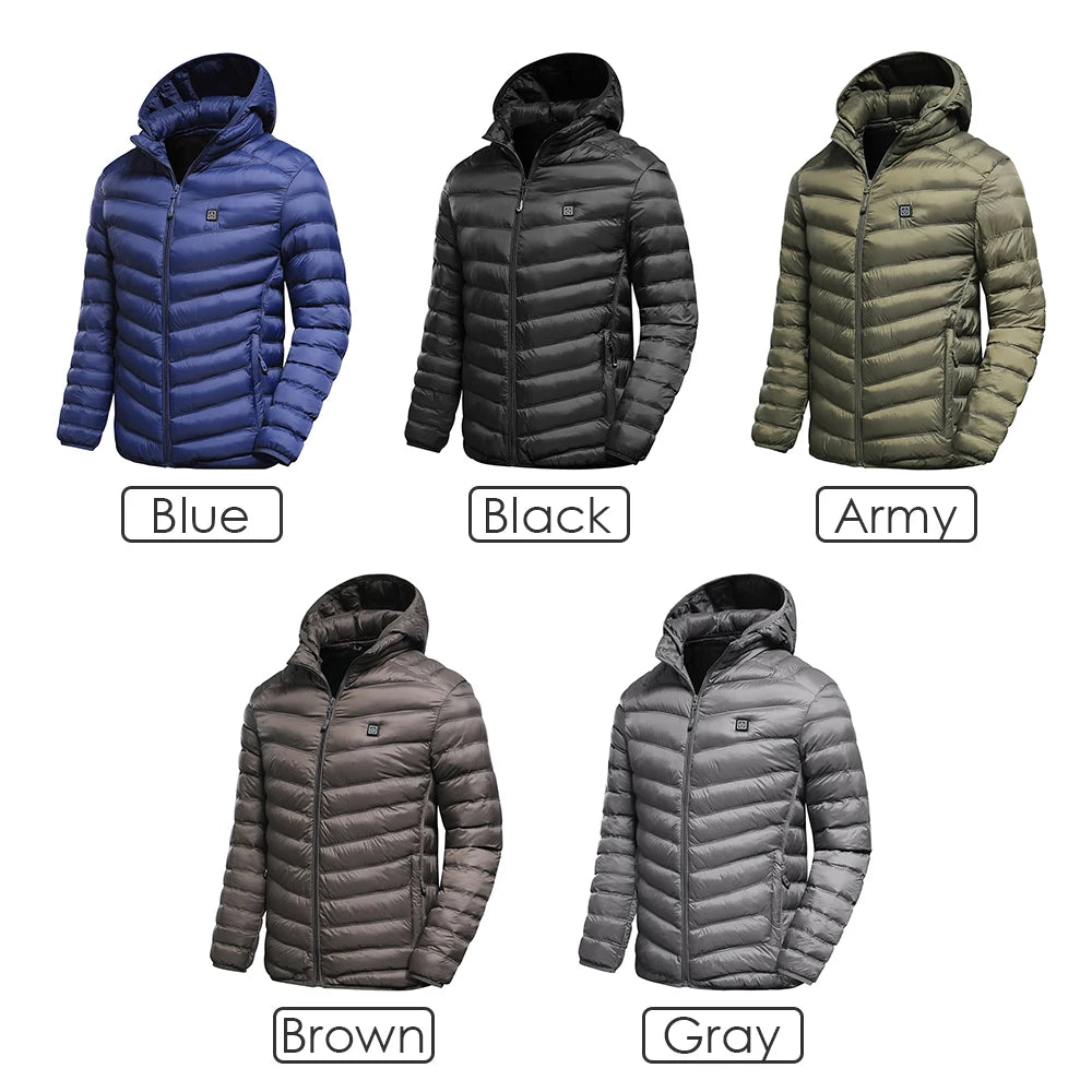 Men 2022 Winter New Warm USB Heating Fleece Jackets Parkas Smart Thermostat Detachable Hooded Heated Waterproof Jacket Clothing