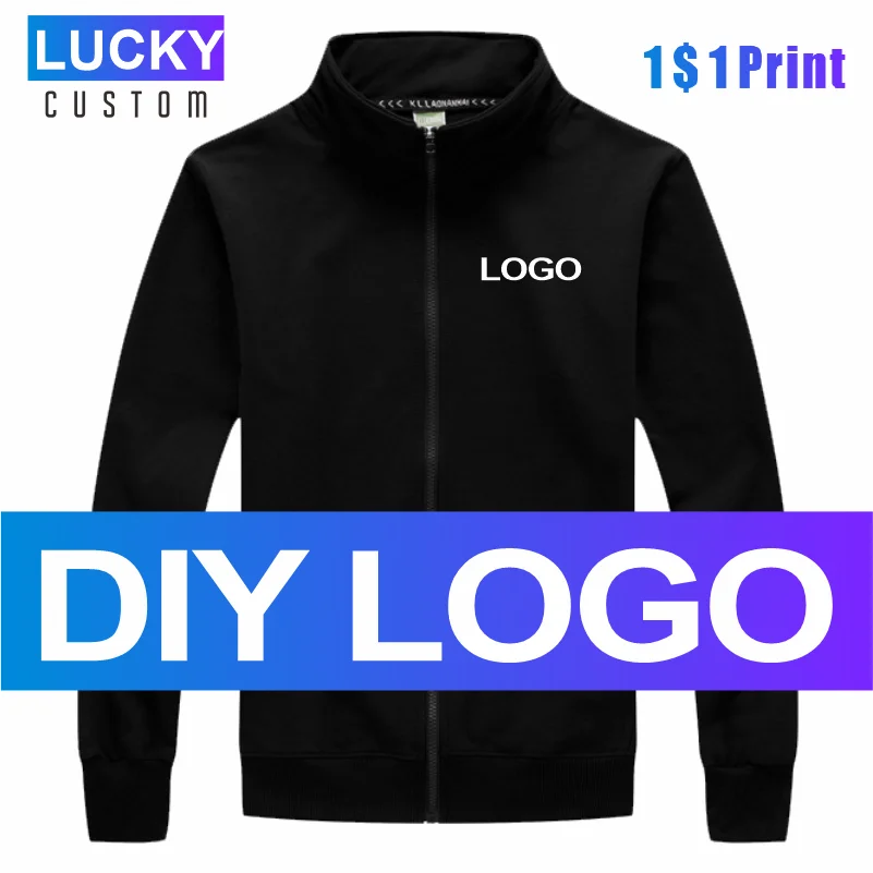 Men's Thin Long Sleeve Jacket Stand Collar Solid Color Zipper Top Mass Customization Printed Embroidery LOGO4XL