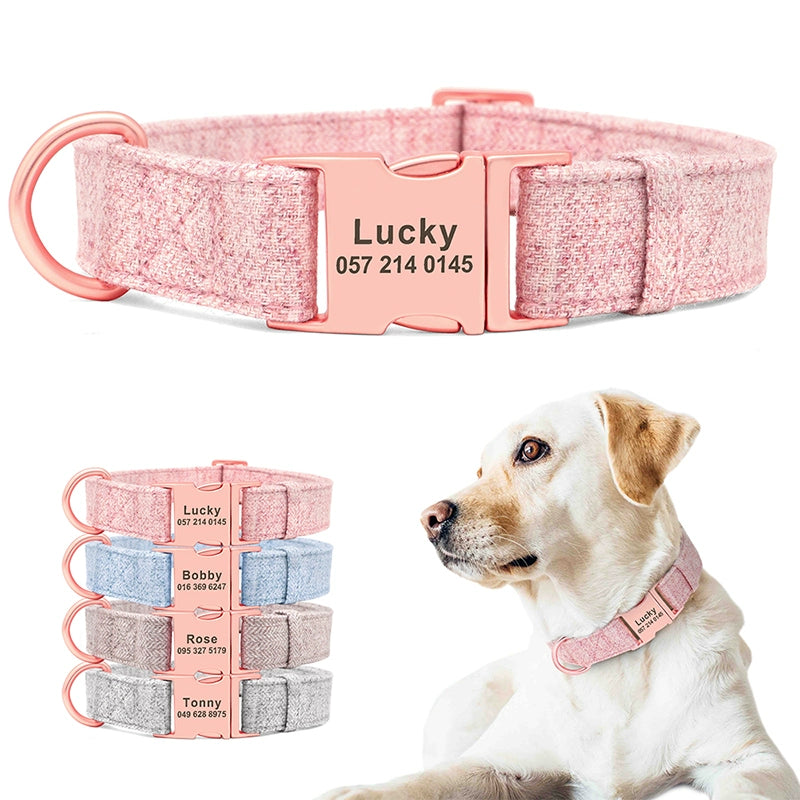 Pet Dog Collar Lettering Anti-Lost Bows Collar Golden Retriever Medium Large Dog Teddy Small Size Dogs Customized Collar