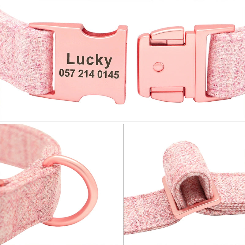 Pet Dog Collar Lettering Anti-Lost Bows Collar Golden Retriever Medium Large Dog Teddy Small Size Dogs Customized Collar