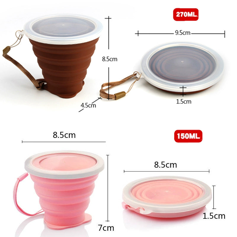 Foldable Water Cup Silicone Travel Mouthwash Cup Outdoor Adjustable Cup Que Bottle Travel Portable Folding Cup