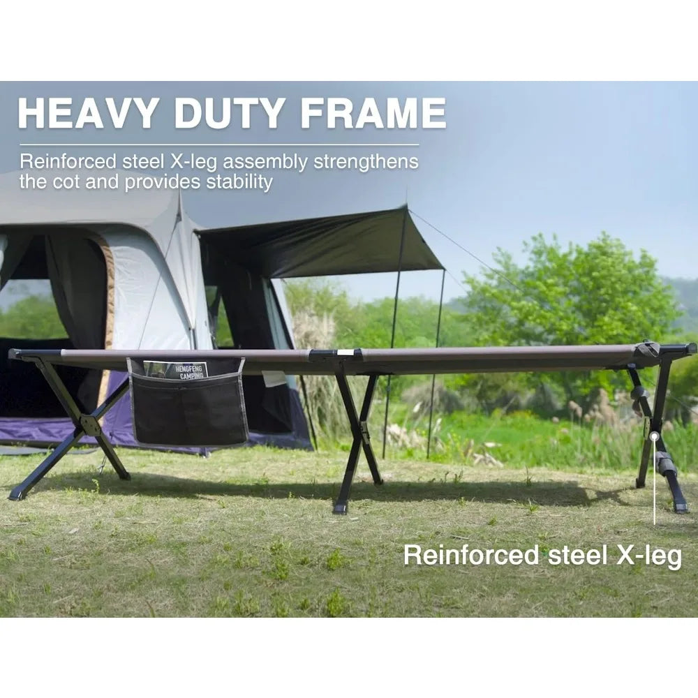 Adult ultra wide camping bed, oversized sleeping bed, foldable bed with handbag 84.3 inches long x 41.9 inches wide, 550 pounds