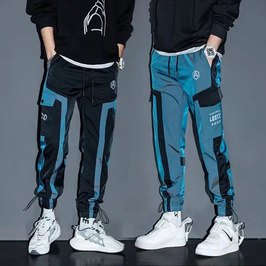 Men's Cargo Pants Fashion Hip Hop Multi-Pocket Casual Trousers Trendy Streetwear Solid Sweatpants Elastic Waist Loose Harem Pant