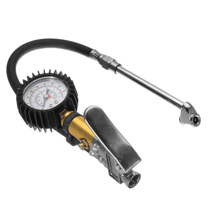 Tyre Air Inflator Dial Pressure Meter Gauge Air Line Tyre Pump Pressure Dual Air ChuckTester for Car Truck Cycles Dinghies