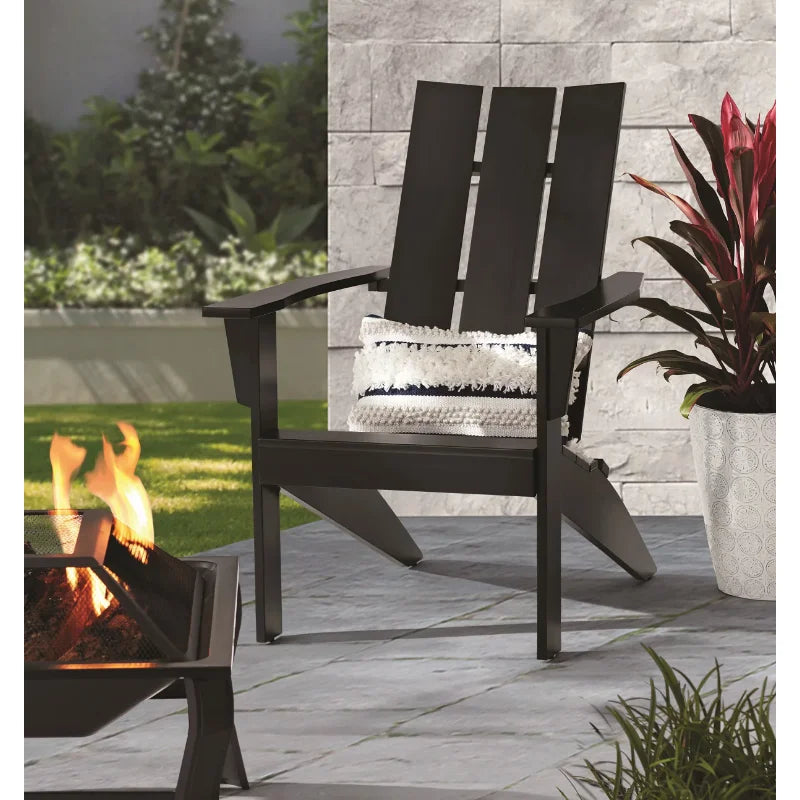 Wood Outdoor Modern Adirondack Chair, Black Color  Garden Furniture