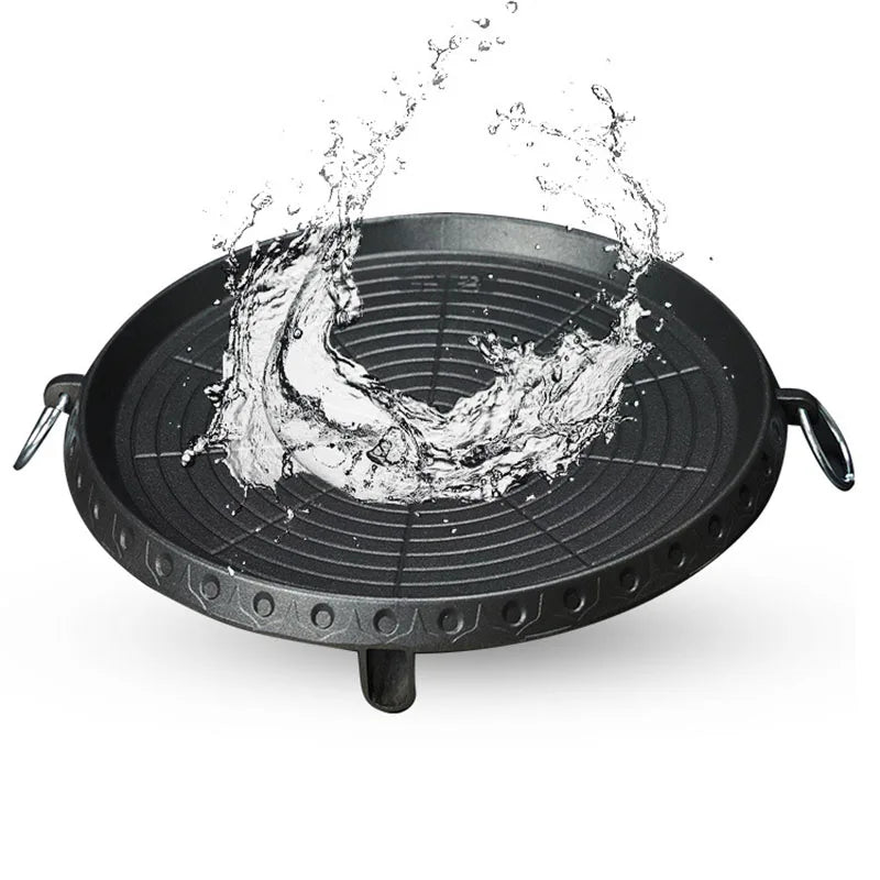 Korean Grill Pan Non-stick Bakeware Smokeless Barbecue Tray Stovetop Plate for Indoor Outdoor Beach Party Camping BBQ Grilling