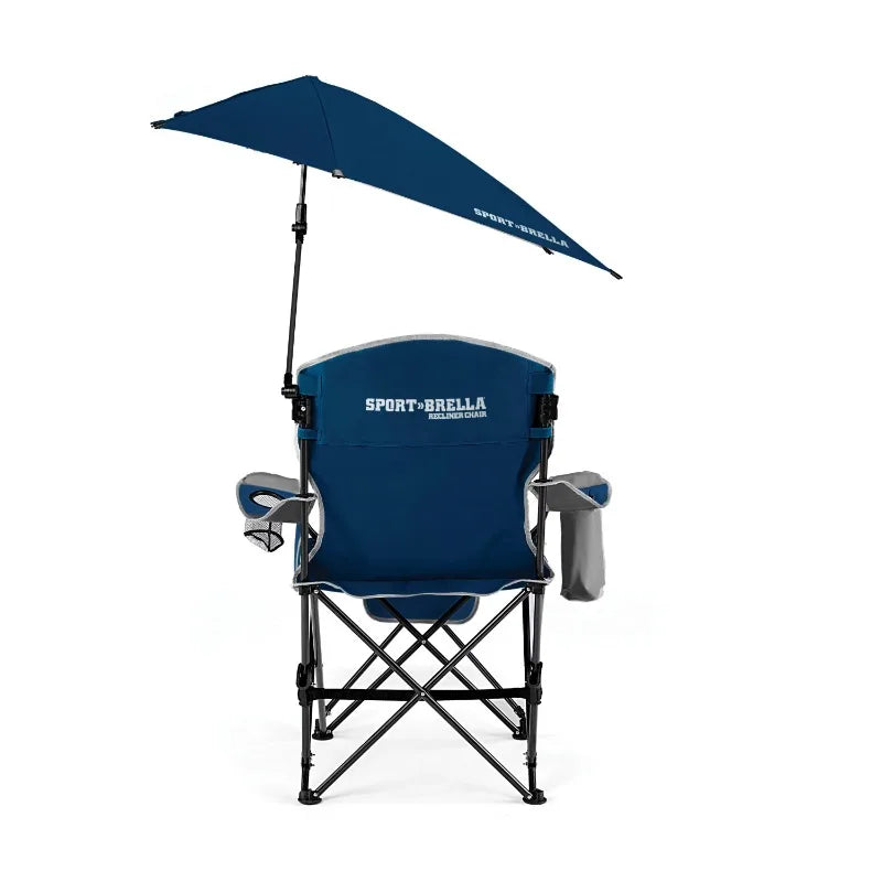 Sport-Brella Blue Camping Chair, with Clamp-On Sun Shade， beach chairs