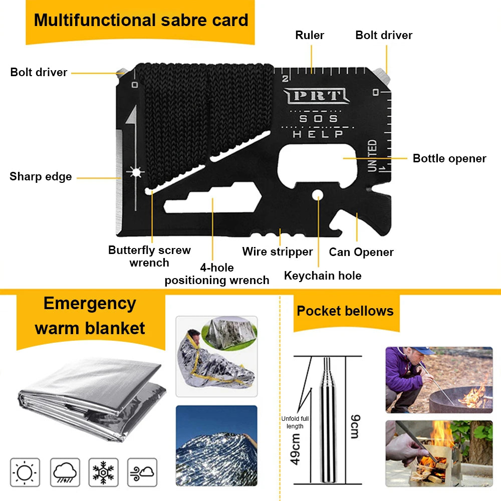 60 In 1 Emergency Survival Kits Outdoor Professional Survival Gear Equipment Tools Set For Camping Adventures Tools For Husband