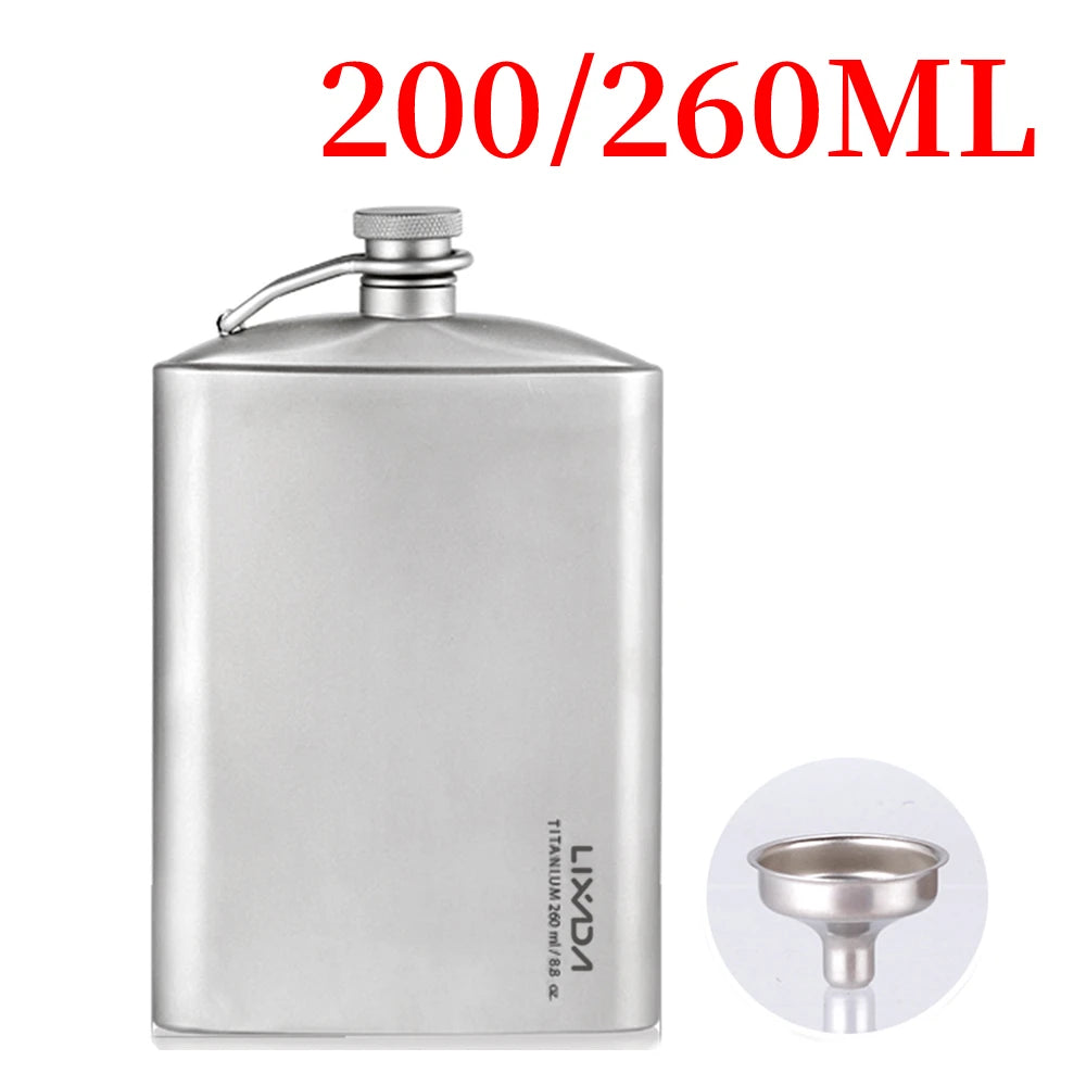 Lixada 200ML/260ML Leakproof Titanium Flask Alcohol Whisky Wine Flask With Cup Set Good Outdoor Camping Backpacking TravelPicnic