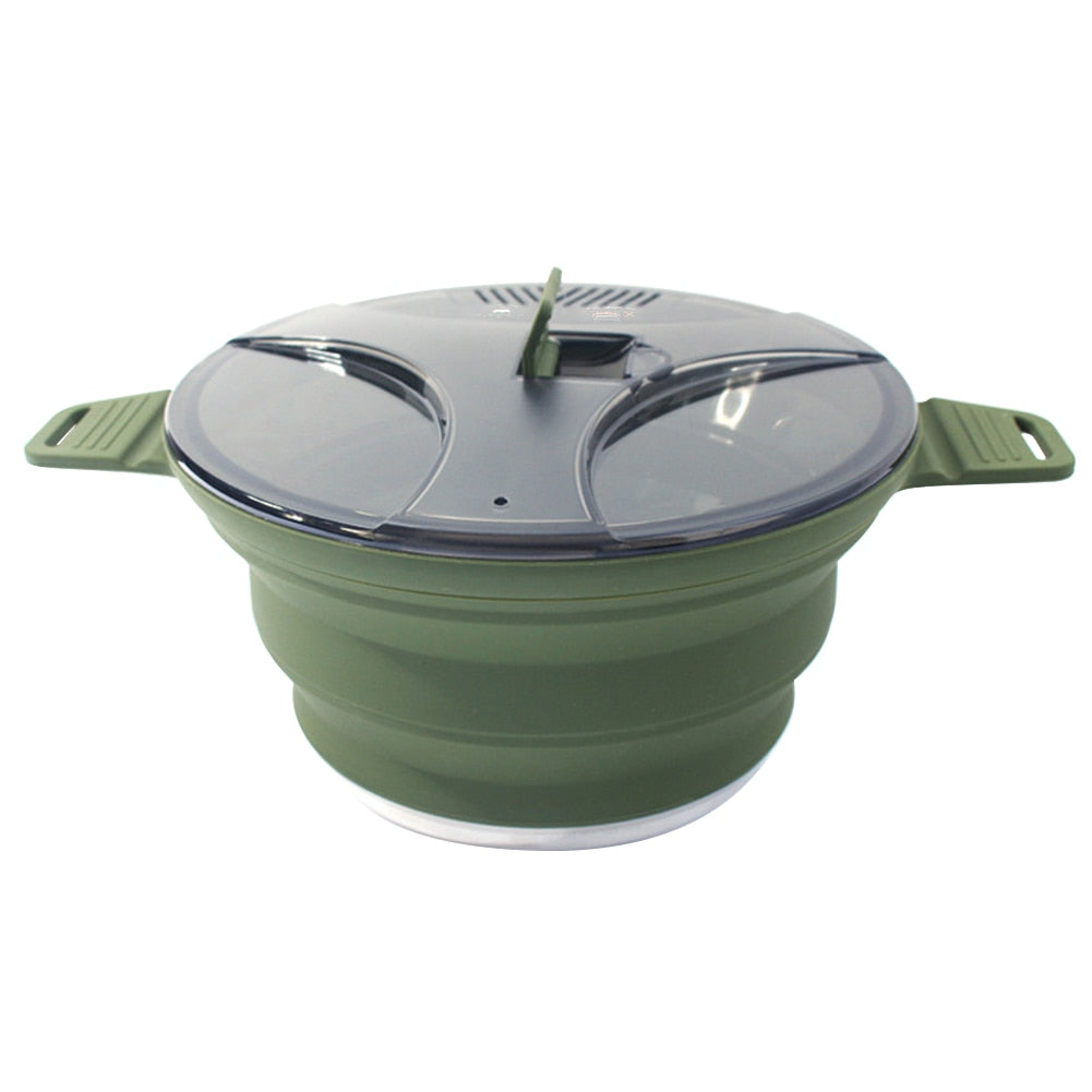 Foldable Portable Collapsible Cooker Pot Saving Space Camping Teapot with Handle for Outdoor Fishing for Picnic Travel Tableware