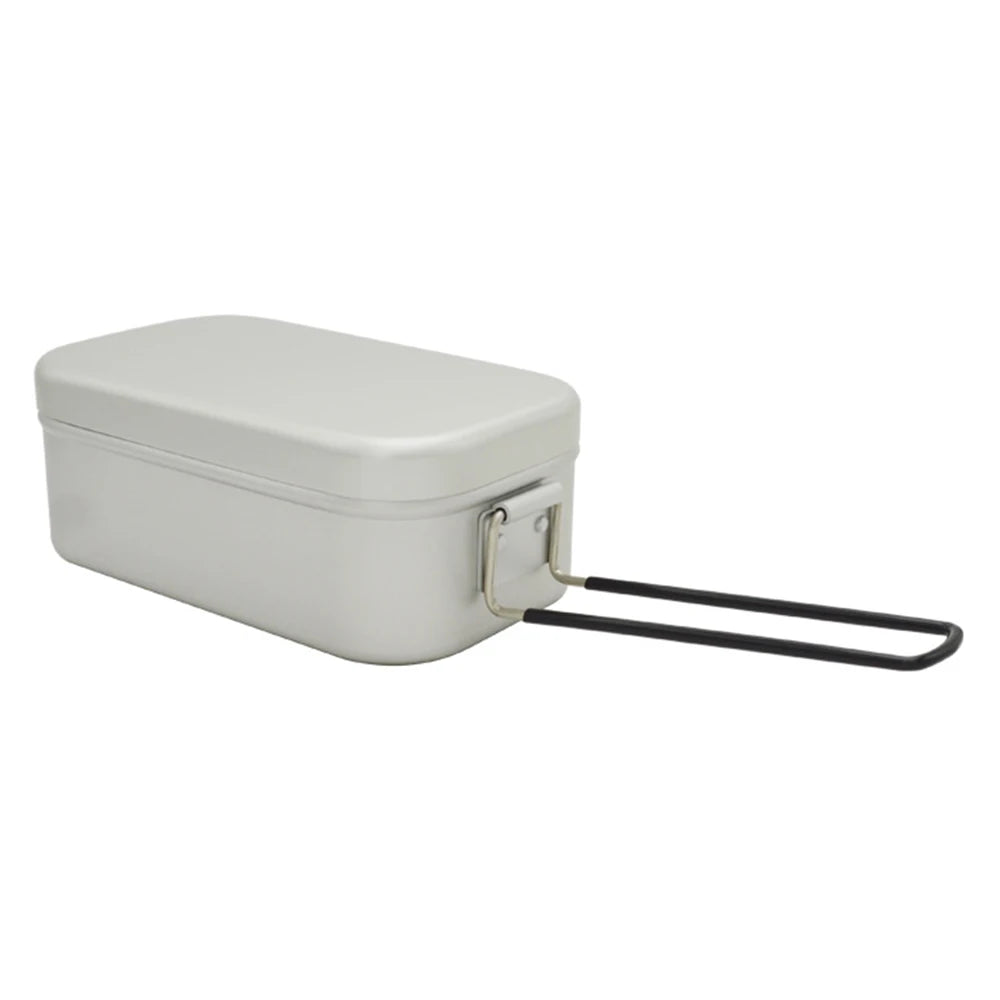 Camping 800ml Bento Lunch Box Aluminum Alloy Lunch Box Camping Bento Box Outdoor Cookware Bowl Pan with Lid Folding Handle