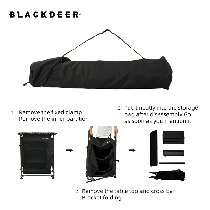 Blackdeer Folding Camping Cabinets Foldable Table Storage Aluminum Box Kitchen Tool Gear Outdoor Grill Picnic Accessory Shelf