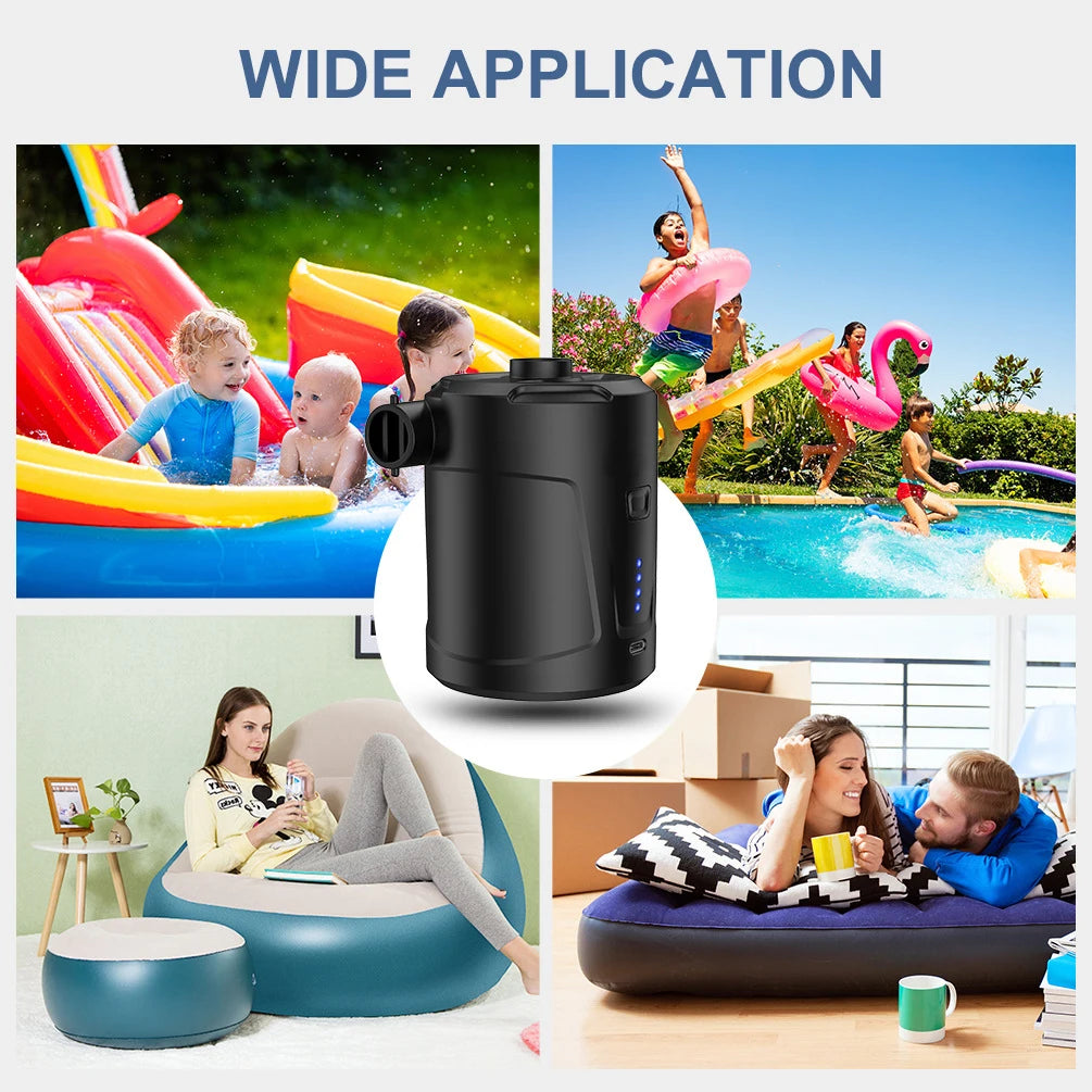 5200mAh Portable Car Air Compressor USB Charging Quick Inflatable Sofa Mattress Swimming Ring Pool Wireless Electric Air Pump