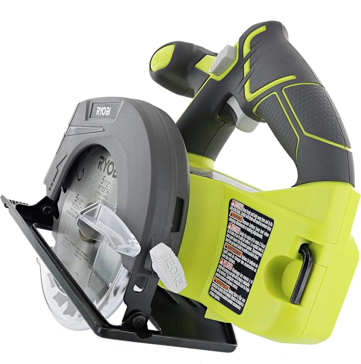 Ryobi One P505 18V Lithium Ion Cordless 5 1/2" 4,700 RPM Circular Saw (Battery Not Included, Power Tool Only),  cutterbar Green