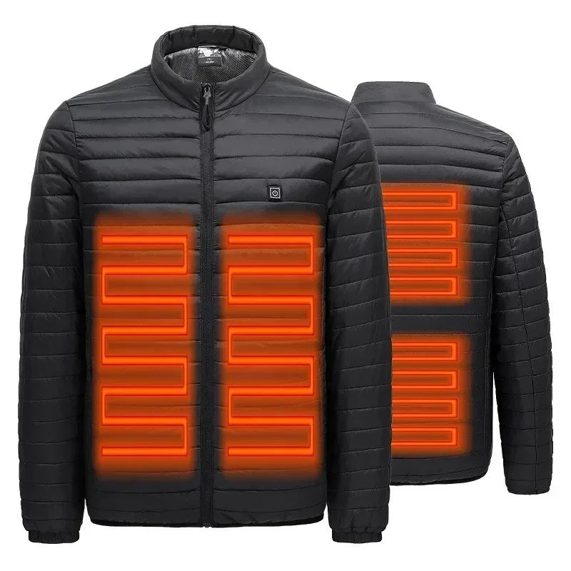 Men Heate Jacket Winter Warm USB Electric Heating Vest Smart Thermostat Hooded Heated Clothes Waterproof Warm Padded Jacket Coat