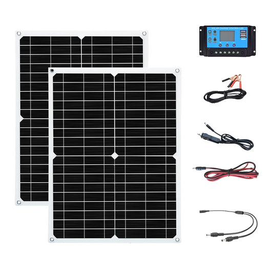 Solar panel kit and 50W flexible solar panels with Regulator Controller 12 volt high efficiency 5V 12V battery charger module