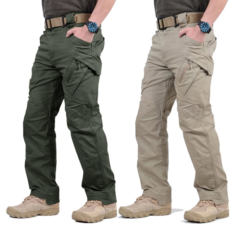 Mens Waterproof Cargo Pants Elastic Multiple Pocket Military Male Trousers Outdoor Joggers Pant Plus Size Tactical Hiking Pants