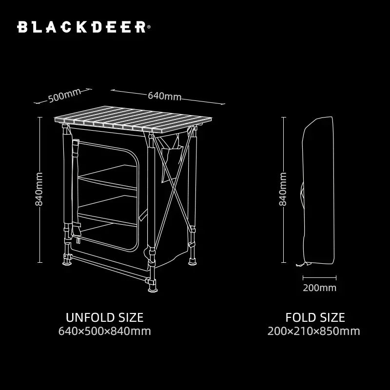 Blackdeer Folding Camping Cabinets Foldable Table Storage Aluminum Box Kitchen Tool Gear Outdoor Grill Picnic Accessory Shelf