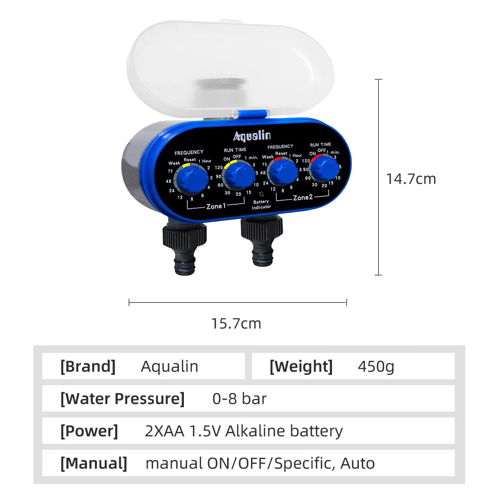 Ball Valve Electronic Automatic Watering Two Outlet Four Dials  Water Timer Garden Irrigation Controller for Garden, Yard #21032