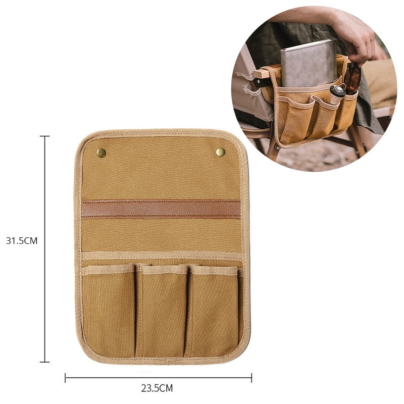 Camping Chair Armrest Storage Bag Canvas Folding Chair Organizer Side Pocket Pouch Bag for Outdoor Camping Picnic Fishing Bag