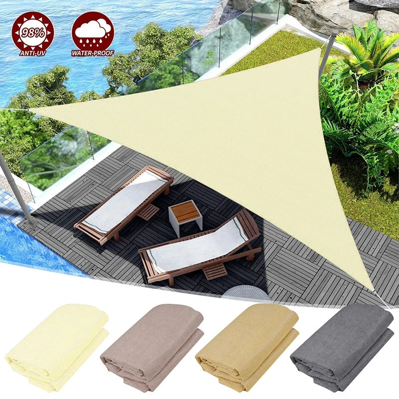 Outdoor Triangle Sunshade Sail Net Waterproof Sun Shelter UV Protection Sunblock Swimming Pool Shade Cloth Terrace Awning Canopy