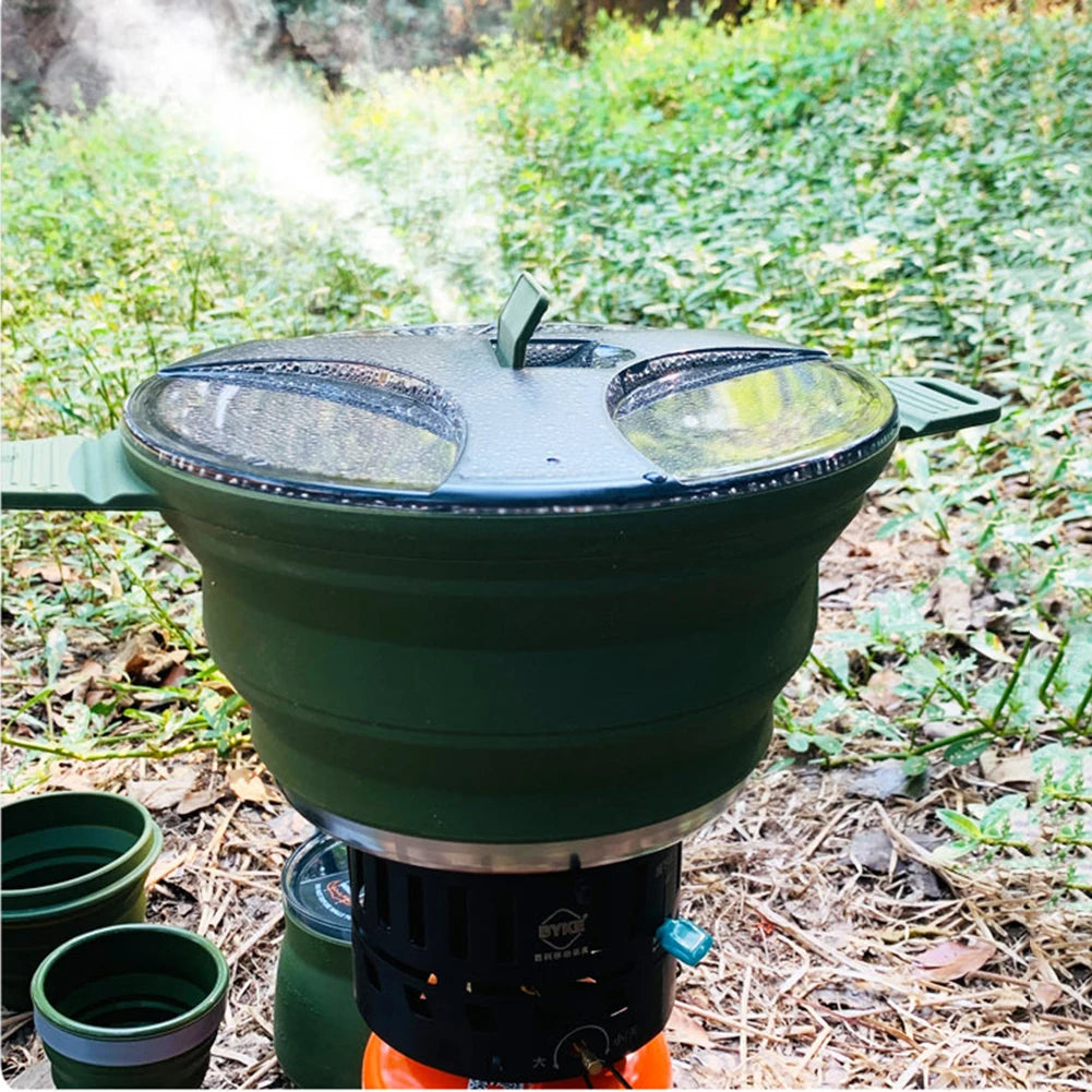 2.5L Silicone Folding Kettle Camping Teapot Portable Coffee Tea Cooking Pot Mini Boiling Water Pot for Outdoor Picnic Tableware