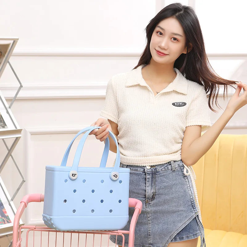 New Children Beach Bogg Bags Fashion Cute Summer Storage Baskets Children's Outdoor Picnic Tote Small Solid Color Eva Jelly Bag