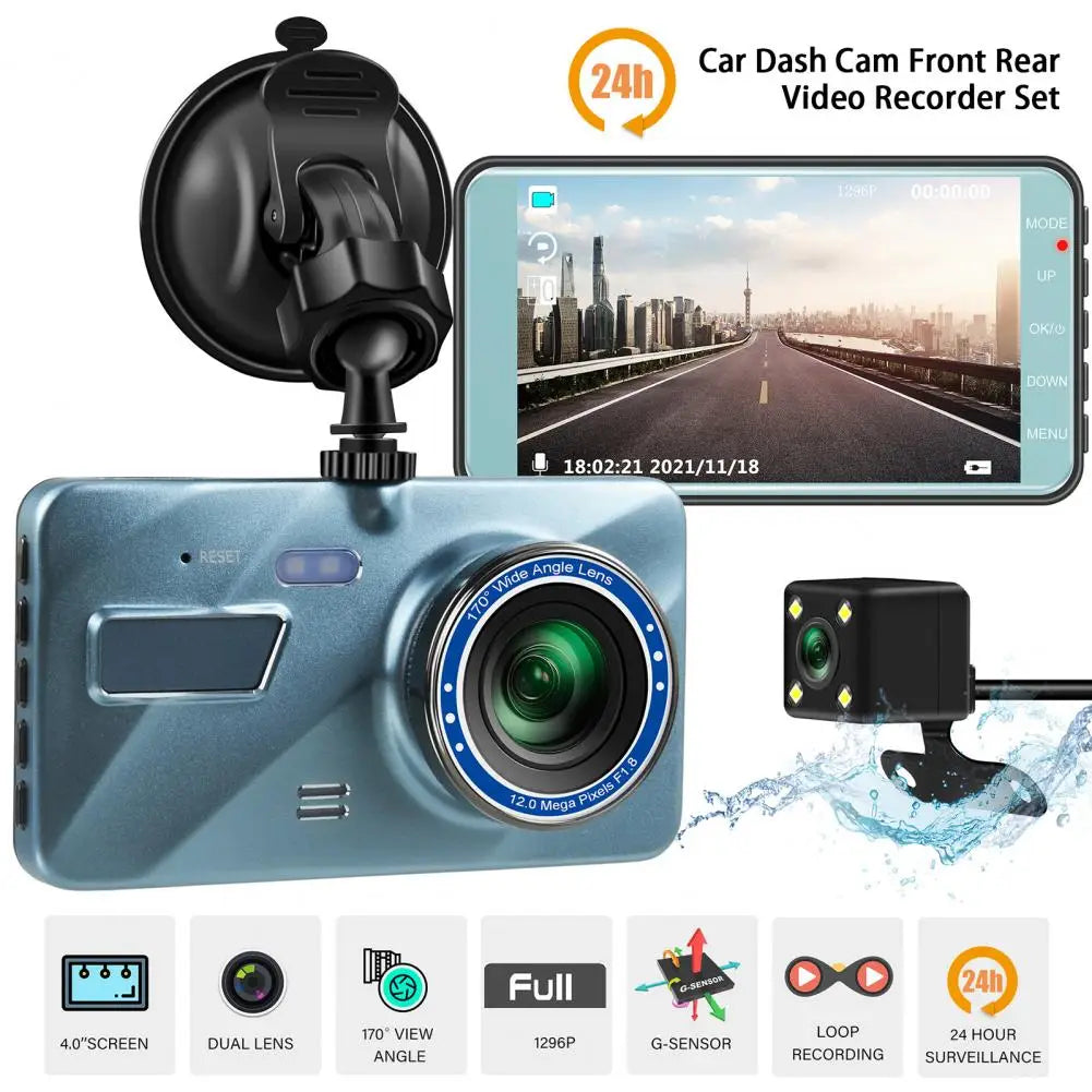 Car Camera 1 Set Useful Large Screen Simple Installation  Car Dash Cam Front Rear Video Recorder Set Car Supplies