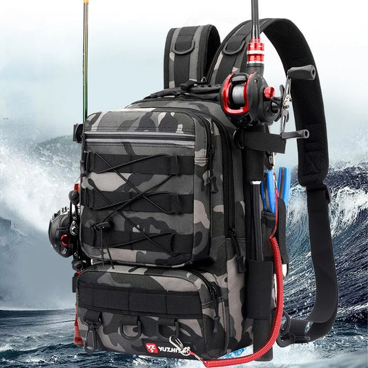 Camouflage Lure Fishing Bags Multi-functional Backpack Outdoor Sports Large Capacity Rod Fishing Tackle Bag