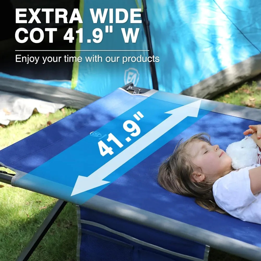 Adult ultra wide camping bed, oversized sleeping bed, foldable bed with handbag 84.3 inches long x 41.9 inches wide, 550 pounds