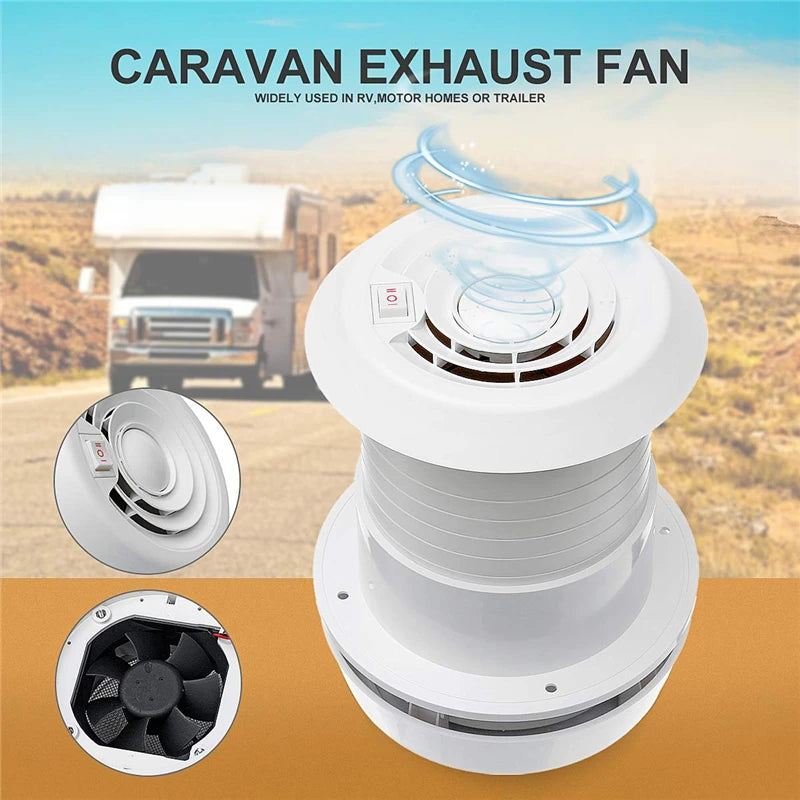 12V Exhaust Fan Roof Vent Ventilation Cooling Indoor LED Caravan Trailer roof Air Ventilation Round vent for RV Caravan mini Fan