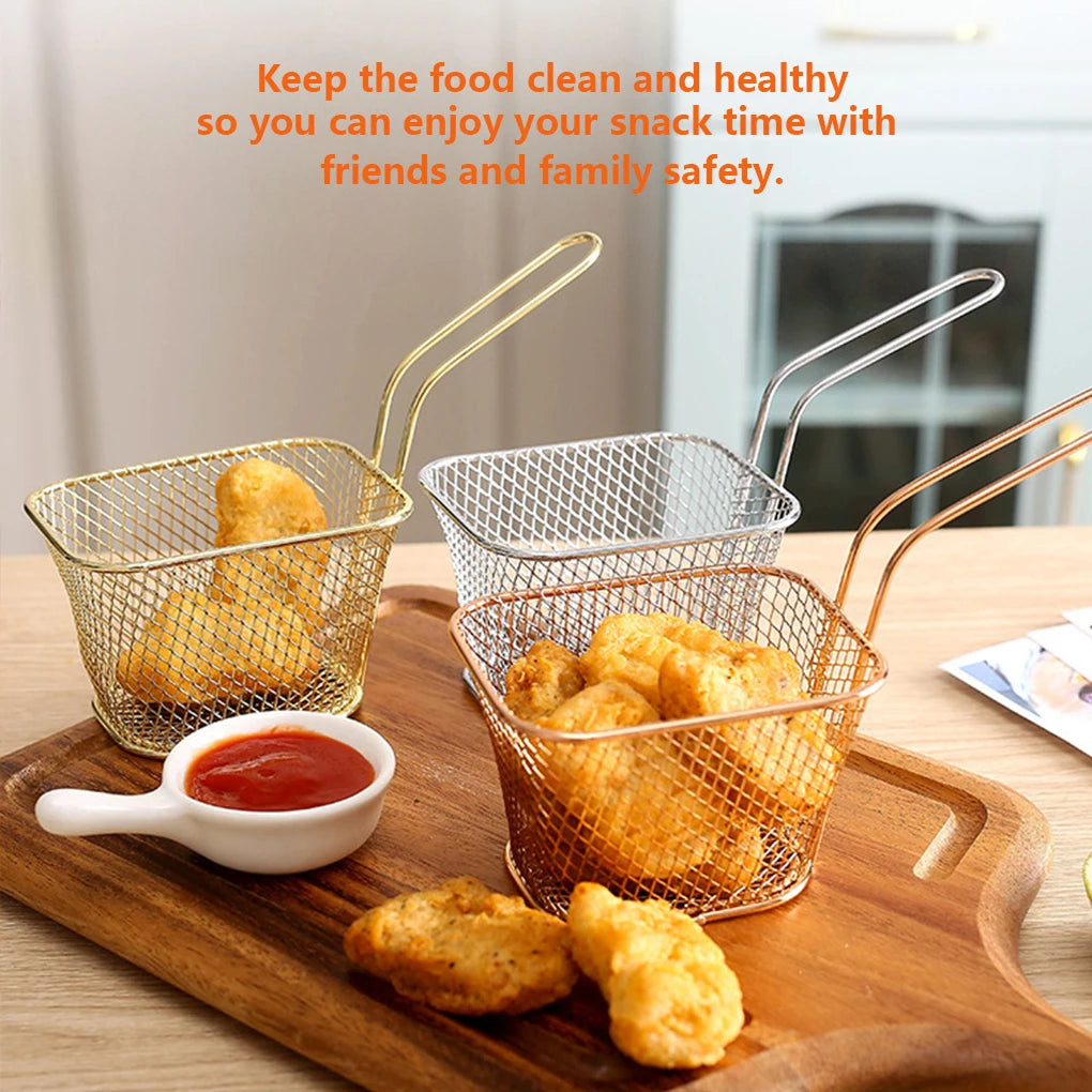 8PCS Mini Stainless Steel Fry Baskets Chips Presentation Basket Strainer Food Basket Kitchen Tool Cooking French Fries Basket