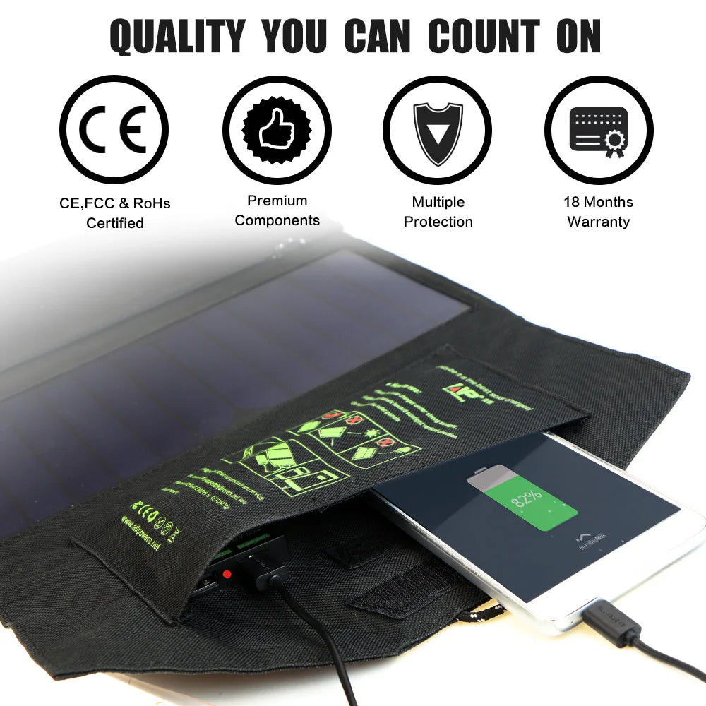 ALLPOWERS Solar Panel 21W 5V Solar Charger Portable Solar Battery Chargers Charging for Phone for Hiking  Camping Outdoors