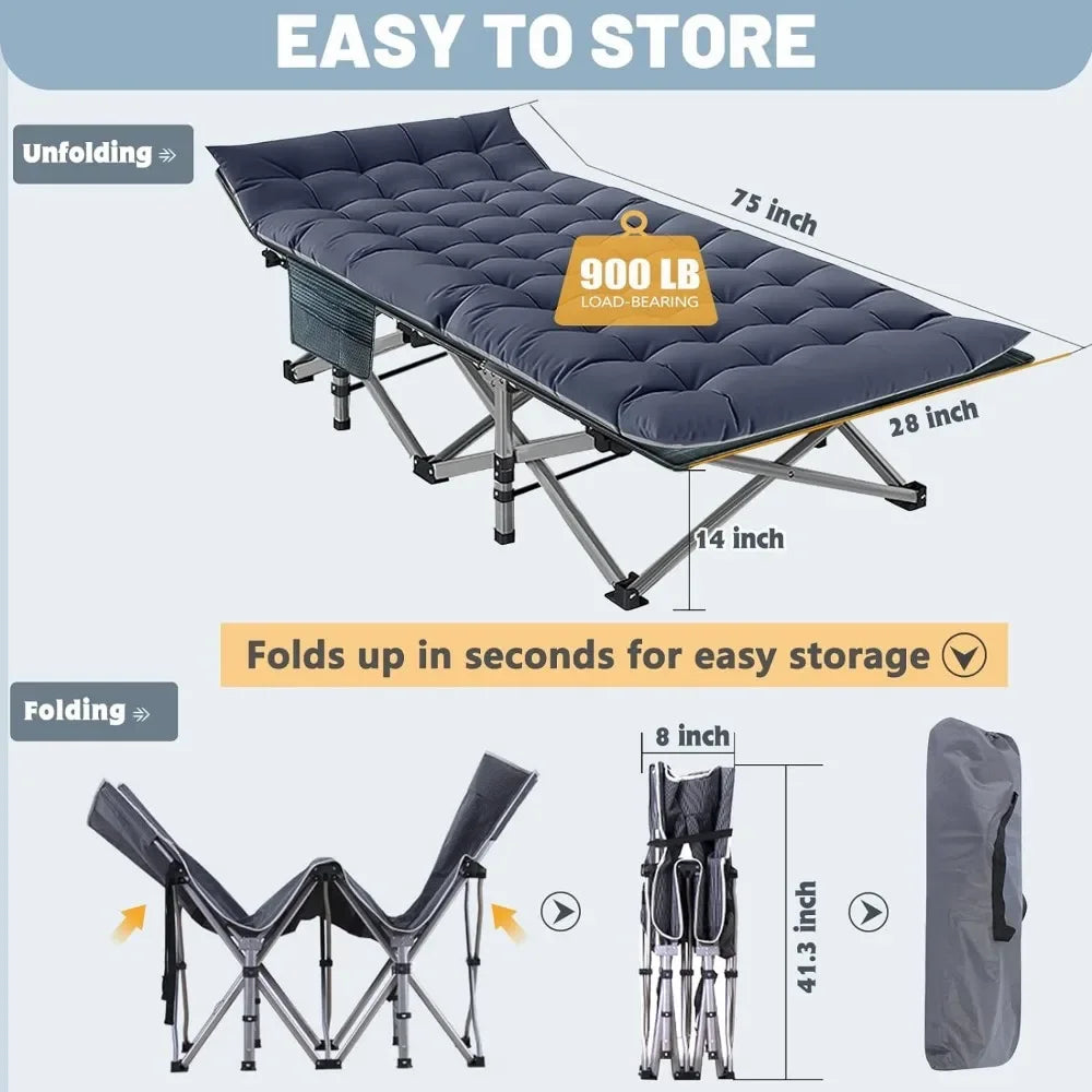 Folding Camping Cot, Folding Cot Camping Cot for Adults Portable Folding Outdoor Cot with Carry Bags for Outdoor Travel Camp