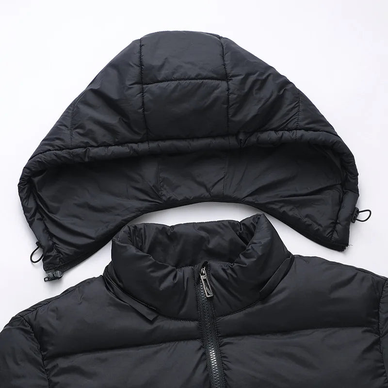 New Men's Hooded Padded Jacket Warm Running Jacket Zipper Hat Pocket Coat Fashion Street Wear Men's Clothes Outerwear Winter